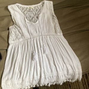 Dylan White Lace Babydoll Top, Size XS